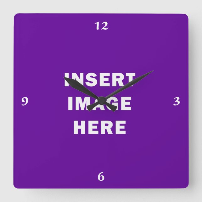 Reloj Cuadrado Números blancos de la caligrafía de la plantilla (Anverso)