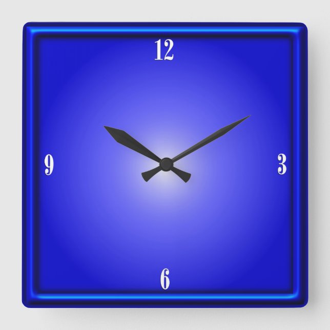 Reloj Cuadrado Números blancos del azul de cobalto cuatro (Anverso)