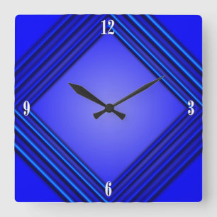 Reloj Cuadrado Números blancos del marco doble 4 del azul de