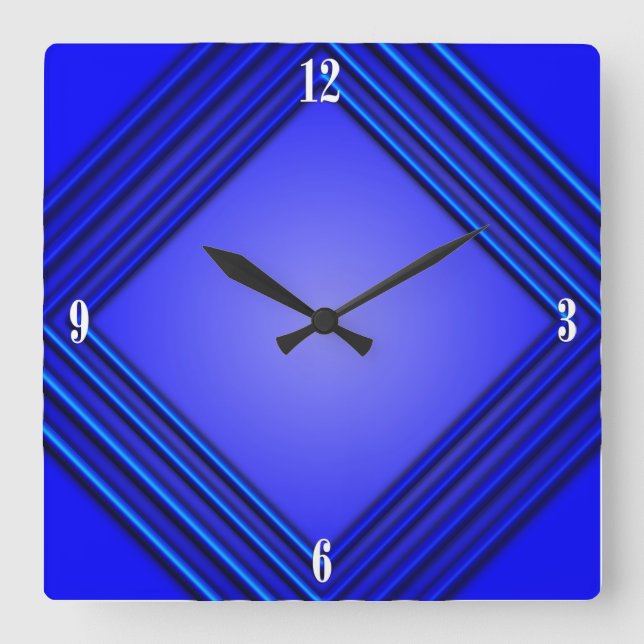 Reloj Cuadrado Números blancos del marco doble 4 del azul de (Anverso)