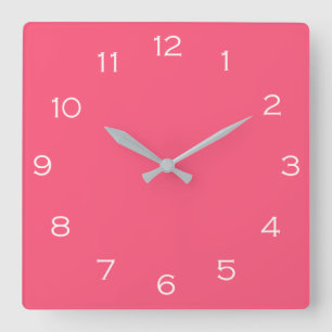 Reloj Cuadrado Números blancos en wccn rosa