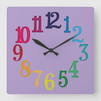 Reloj Cuadrado Números coloridos