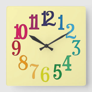 Reloj Cuadrado Números coloridos