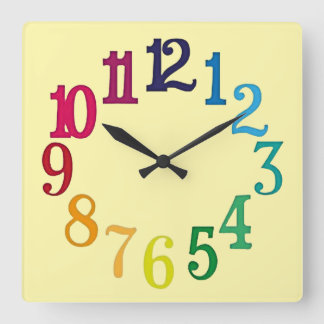 Reloj Cuadrado Números coloridos