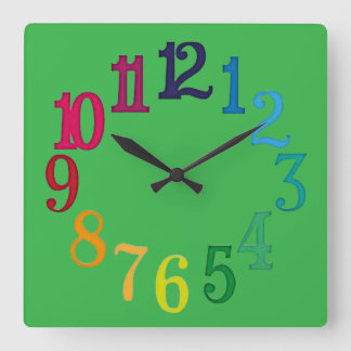 Reloj Cuadrado Números coloridos