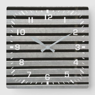 Reloj Cuadrado Números de Cuadrado Blanco / Franjas de Metal Fals