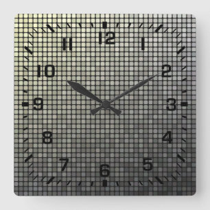 Reloj Cuadrado Números de Cuadrado Negro / Cuadrados de Metal Fal