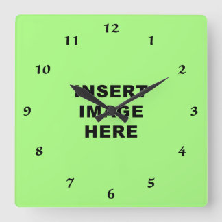 Reloj Cuadrado Números de encargo de la caligrafía del negro de