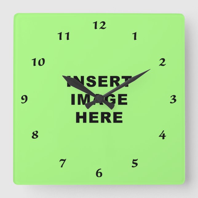 Reloj Cuadrado Números de encargo de la caligrafía del negro de (Anverso)