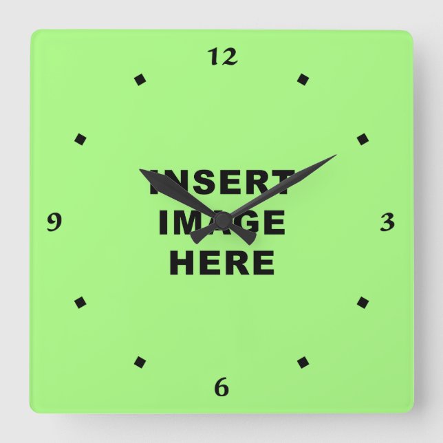 Reloj Cuadrado Números de encargo de la caligrafía del negro de (Anverso)