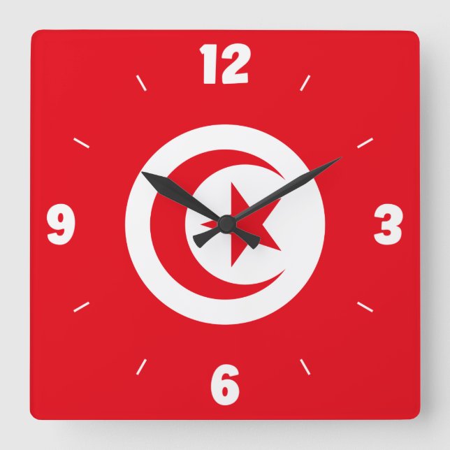 Reloj Cuadrado Números de estrellas de la bandera roja de la luna (Anverso)