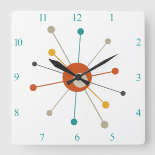 Reloj Cuadrado Números de estreno de la era atómica coloridos a m
