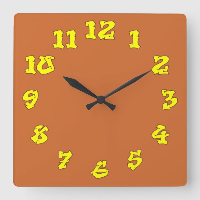 Reloj Cuadrado Números de graffiti (Anverso)