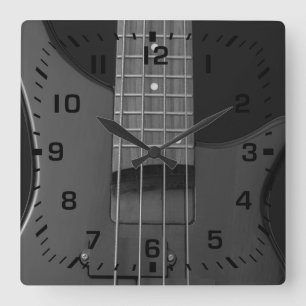Reloj Cuadrado Números de la casilla negra en la guitarra baja
