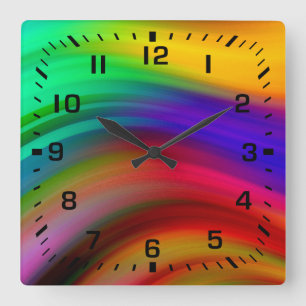 Reloj Cuadrado Números de la casilla negra/rayas de la onda del