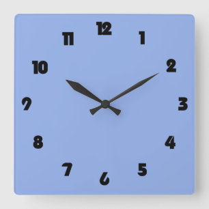 Reloj Cuadrado Números de negro grasos en wccn azul