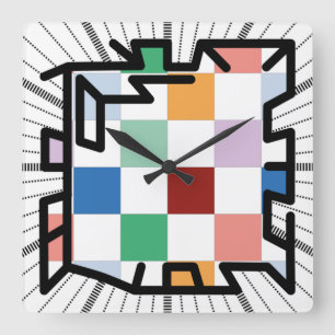 Reloj Cuadrado Números encadenados de PIXELAT por Masanser