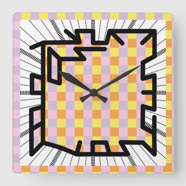 Reloj Cuadrado Números encadenados de PIXELAT por Masanser (Anverso)