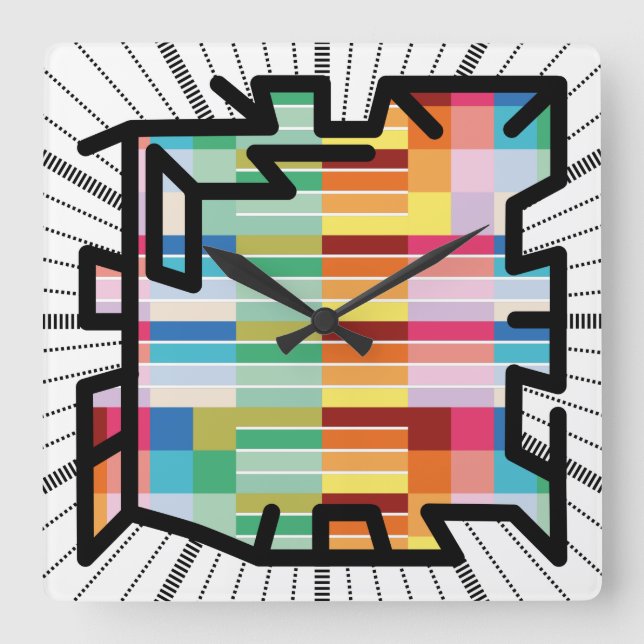 Reloj Cuadrado Números encadenados de PIXELAT por Masanser (Anverso)