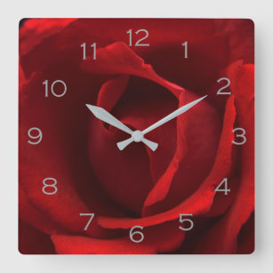 Reloj Cuadrado Números gris rosa rojo wc