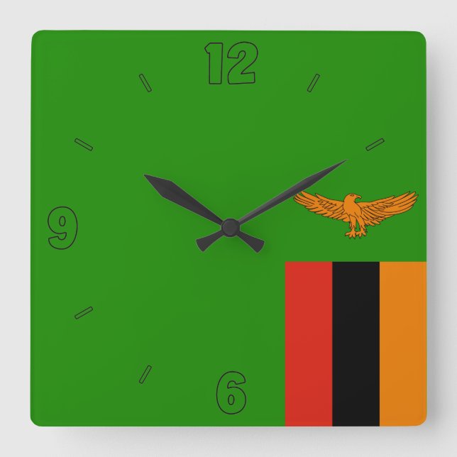 Reloj Cuadrado Números negros de mandarina verde de la bandera de (Anverso)