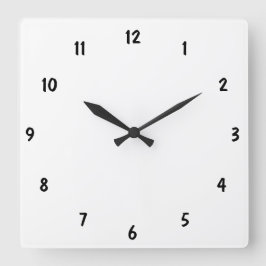Reloj Cuadrado Números negros simples asombrosos Fab