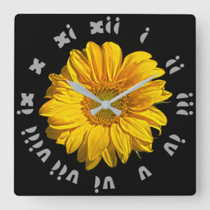 Reloj Cuadrado Números romanos de grasa gris de girasol wc