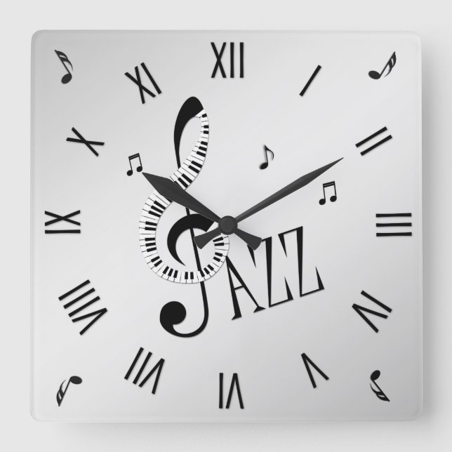 Reloj Cuadrado Números romanos de jazz de Guay (Anverso)