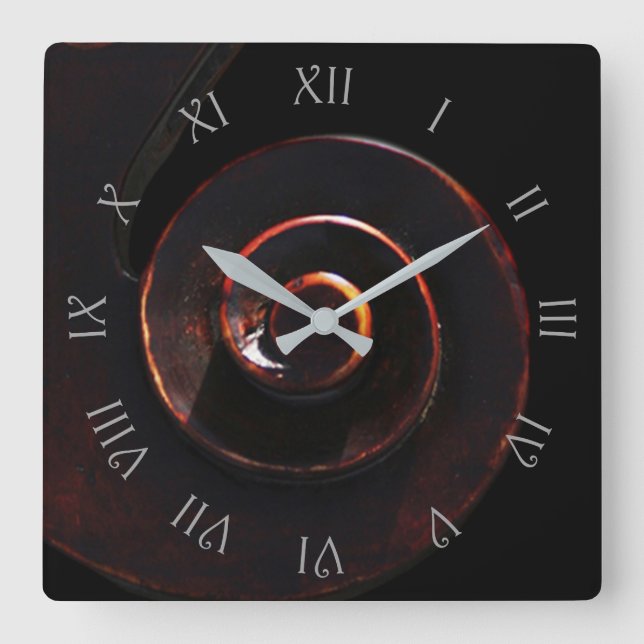Reloj Cuadrado Números romanos de script gris de Bass 2 wccn (Anverso)