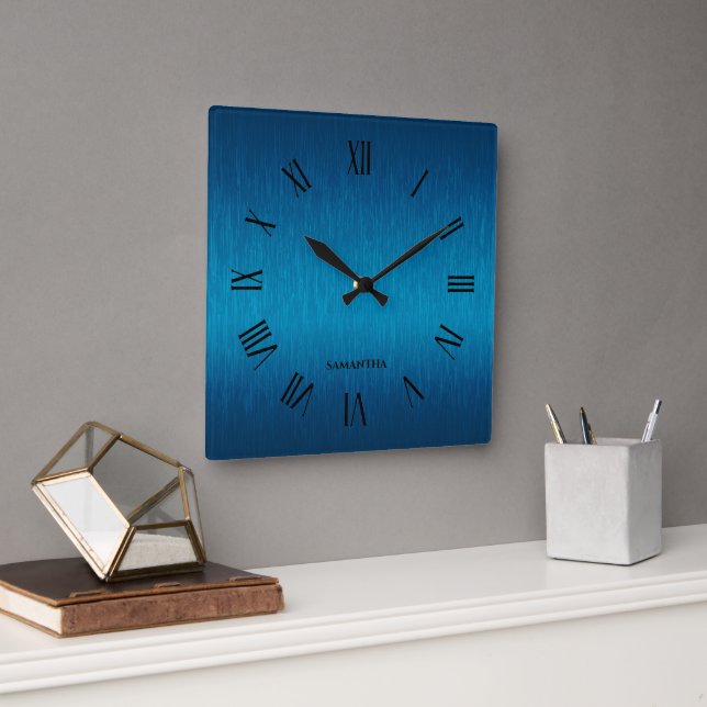 Reloj Cuadrado Números romanos metálicos personalizados (Oficina)