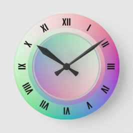Reloj Cuadrado Números romanos modernos y disco arcoiris pastel d
