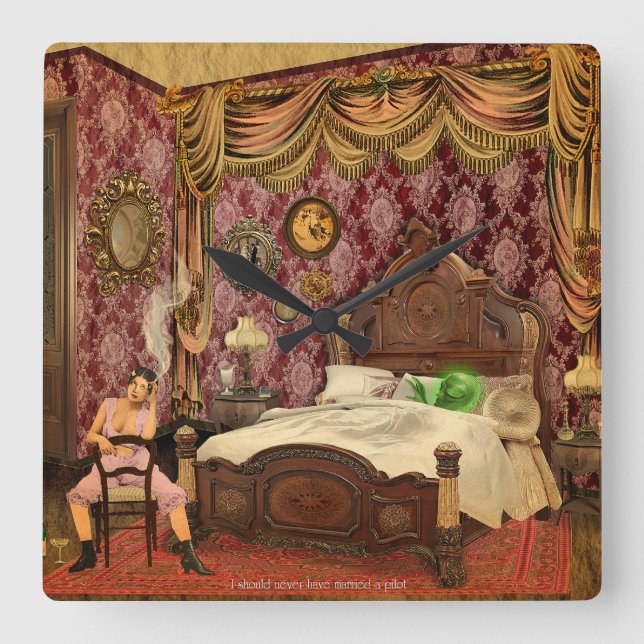 Reloj Cuadrado  Nunca debí casarme con un piloto (Anverso)