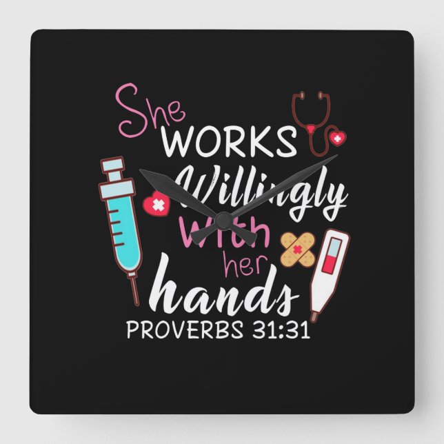 Reloj Cuadrado Nurse Gift | Trabaja Como Enfermero De Aparatos. (Anverso)