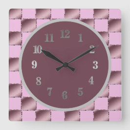 Reloj Cuadrado Nursery Seda Pink Purple Square Pattern Quilt