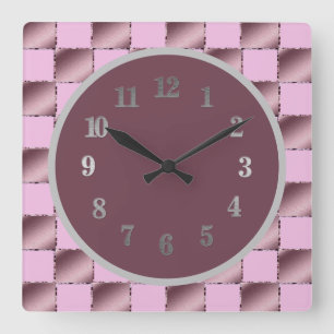 Reloj Cuadrado Nursery Seda Pink Purple Square Pattern Quilt