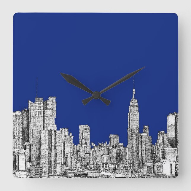 Reloj Cuadrado NYC tinta azul real (Anverso)