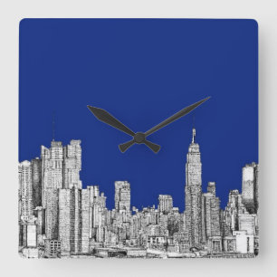 Reloj Cuadrado NYC tinta azul real