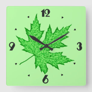Reloj Cuadrado Oak leaf - shades of green