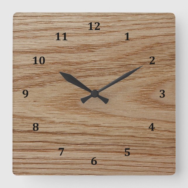 Reloj Cuadrado Oak Wood Grain Look (Anverso)