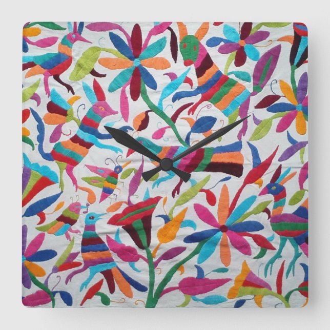 Reloj Cuadrado Oaxaca Mexico Mexican Mayan Hispanic Ethnic Boho (Anverso)