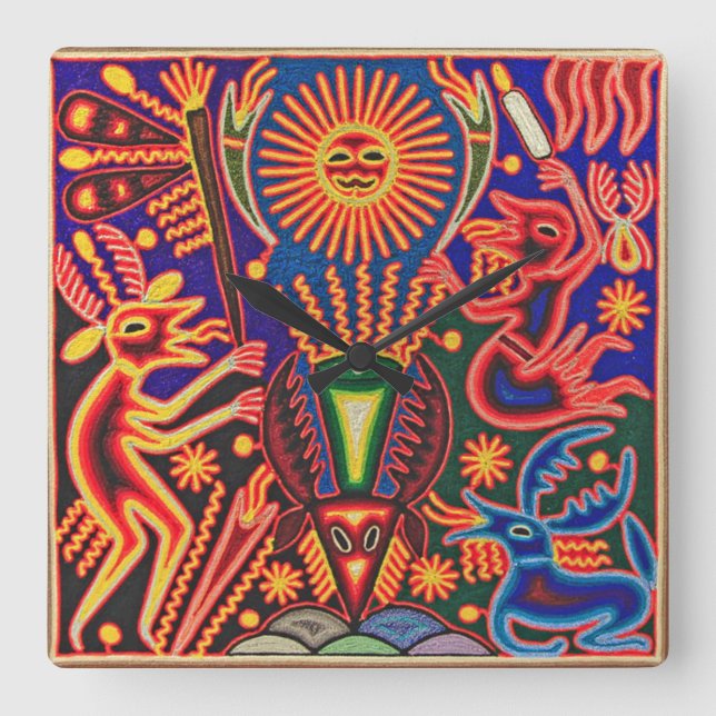 Reloj Cuadrado Oaxaca Mexico Mexican Mayan Tribal Art Boho Travel (Anverso)