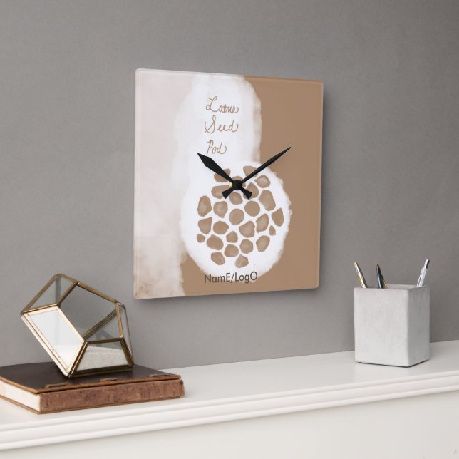 Reloj Cuadrado objet_11_vaina de semilla de loto (Oficina)