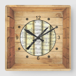 Reloj Cuadrado Oboe ~ 3 Dimensional ~ Caja de arte popular ~ ~