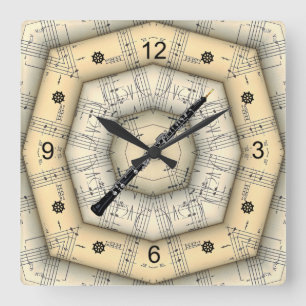 Reloj Cuadrado Oboe ~ Diseño musical extraño ~ Único ~