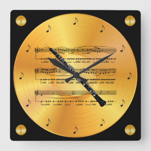 Reloj Cuadrado Oboe ~ Sheet Music ~ Gold Record ~