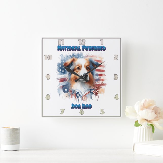 Reloj Cuadrado Obra artística de la celebración del Día Nacional  (Hogar)