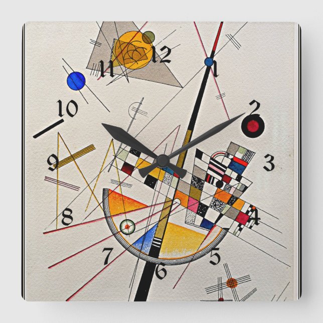 Reloj Cuadrado Obra artística de Wassily Kandinsky, delicada tens (Anverso)