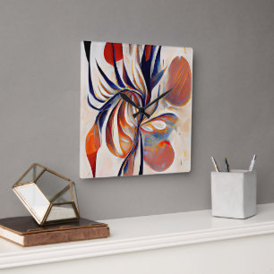 Reloj Cuadrado Obra de arte abstracta moderna del Boho