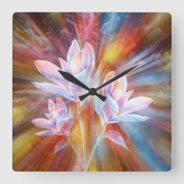 Reloj Cuadrado obra de arte de flores modernas abstractas