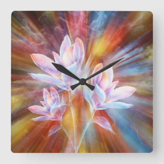 Reloj Cuadrado obra de arte de flores modernas abstractas